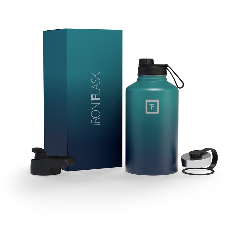 Iron Flask Wide Mouth Bottle with Spout Lid, Dark Night - 64oz/1900ml/Product Detail/Flasks & Shot Glasses