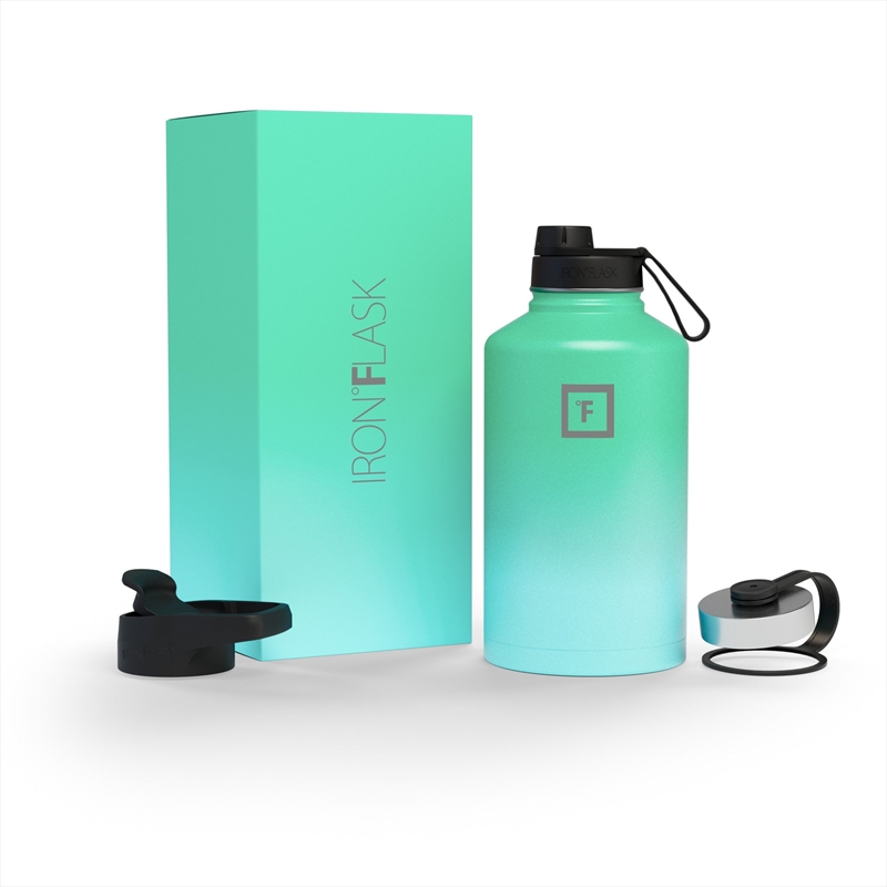 Iron Flask Wide Mouth Bottle with Spout Lid, Sky - 64oz/1900ml/Product Detail/Flasks & Shot Glasses