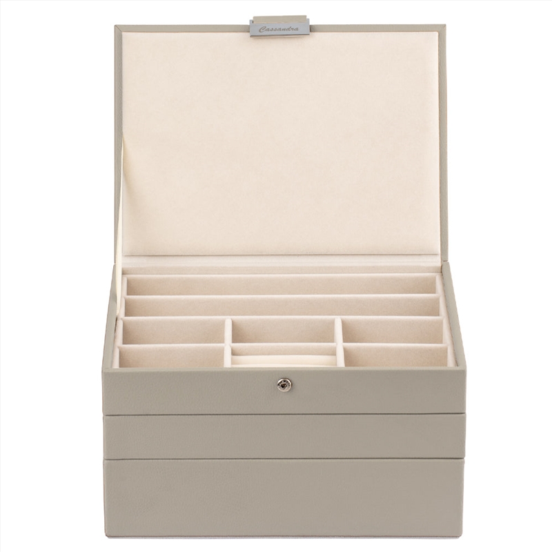 Cassandra's Medium 3 Tray Jewellery Box - The Mia Collection - Grey/Product Detail/Jewellery