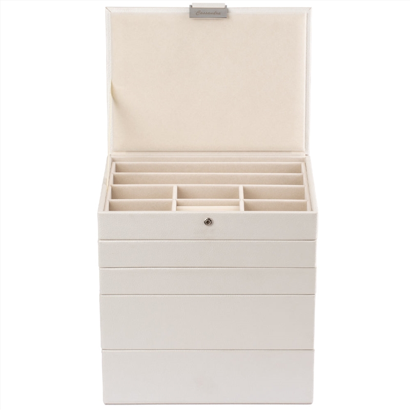Cassandra's Medium 5 Tray Jewellery Box - The Indiana Collection - White/Product Detail/Jewellery