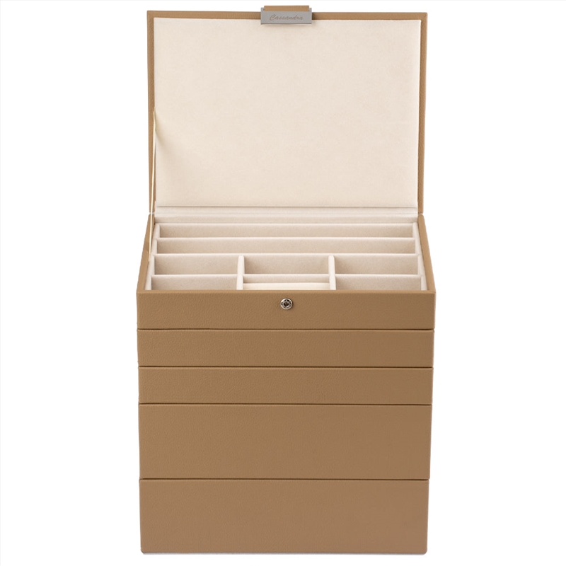 Cassandra's Medium 5 Tray Jewellery Box - The Indiana Collection - Taupe/Product Detail/Jewellery