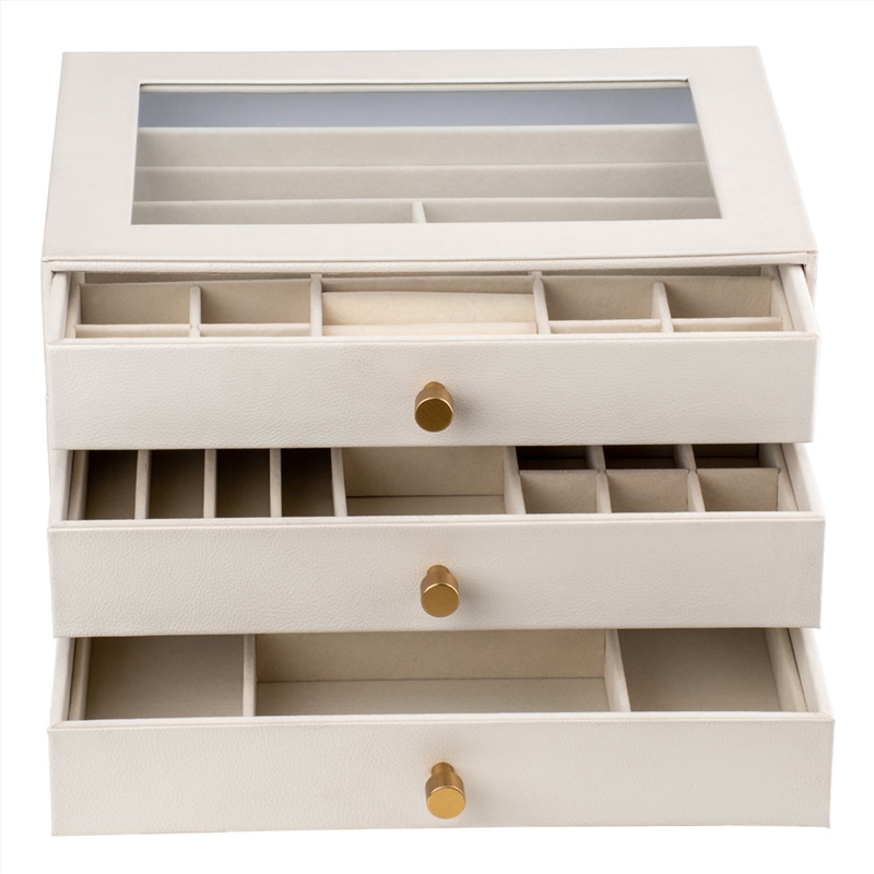 Cassandra's Large 3 Layer Jewellery Box - The Lila Collection - White/Product Detail/Jewellery