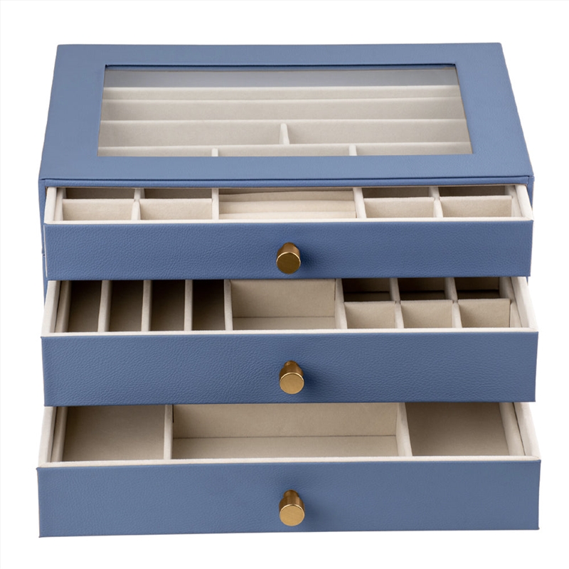 Cassandra's Large 3 Layer Jewellery Box - The Lila Collection - Blue/Product Detail/Jewellery