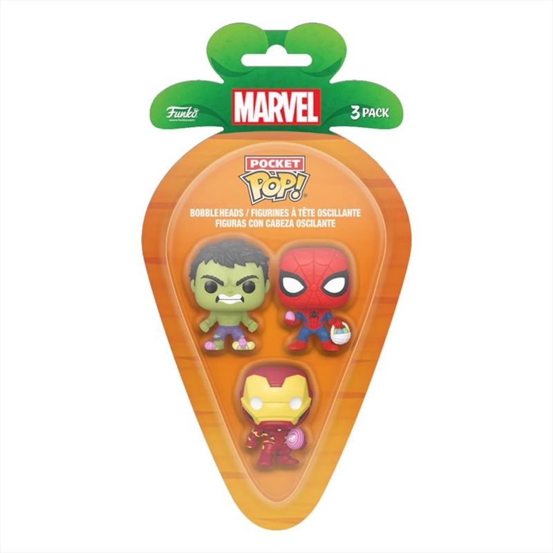 Marvel Comics - Spider-Man, Iron Man & Hulk Carrot Pocket Pop! 3-Pack/Product Detail/Funko Collections