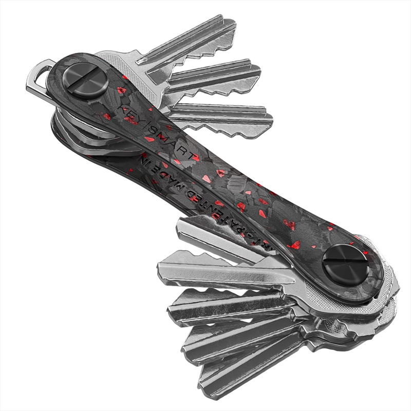 KeySmart Orginal - Compact Key Holder and Keychain Organiser (Up to 8 Keys) - Red Forged Carbon/Product Detail/Wallets