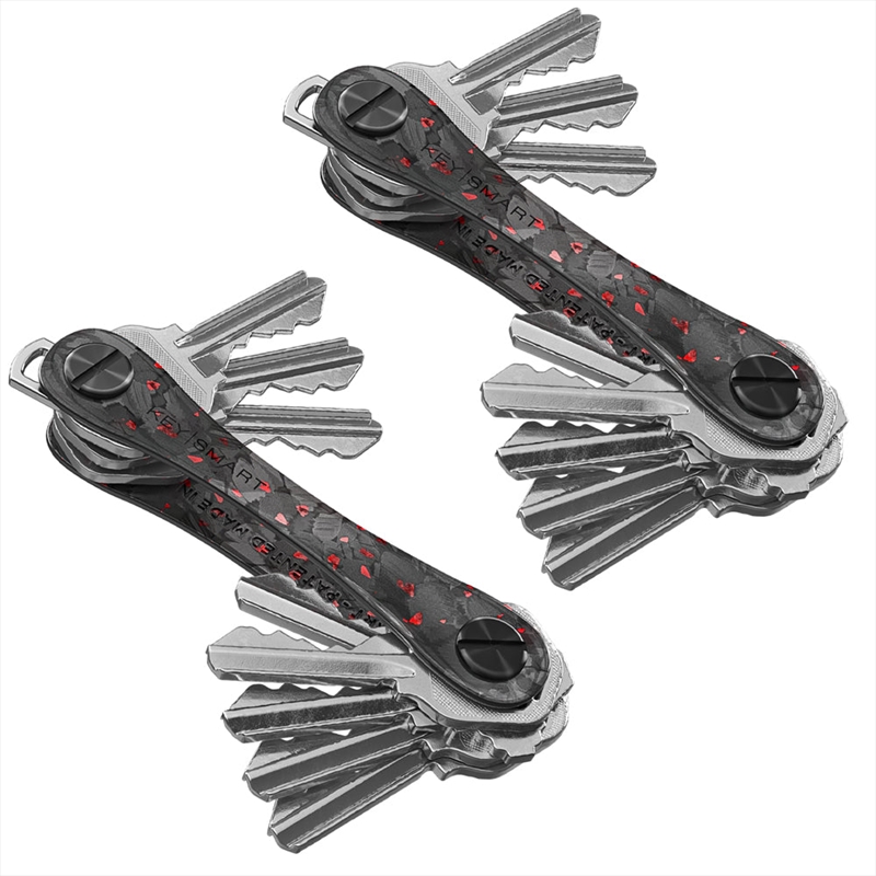 KeySmart Orginal - Compact Key Holder and Keychain Organiser (Up to 8 Keys) - Red Forged Carbon - 2/Product Detail/Wallets