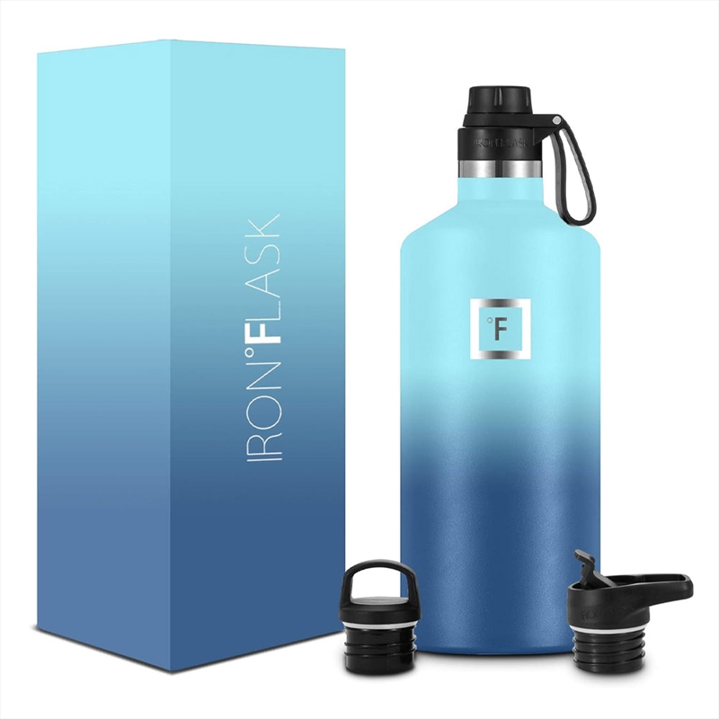 Iron Flask Narrow Mouth Bottle with Spout Lid, Blue Waves, 64oz/1900ml/Product Detail/Bottles