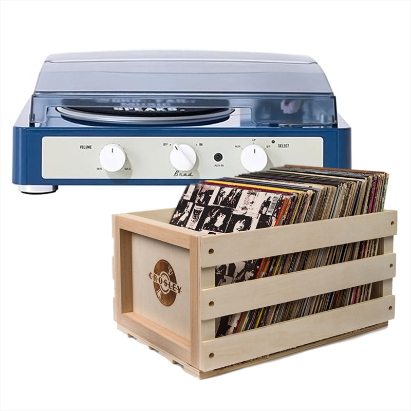 Gadhouse Brad MKII Record Player - Navy + Bundled Record Storage Crate/Product Detail/Turntables