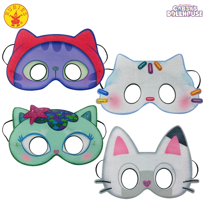 Gabby'S Dollhouse Felt Mask Assortment 4Pk Size 3+  (Sent At Random)/Product Detail/Costumes