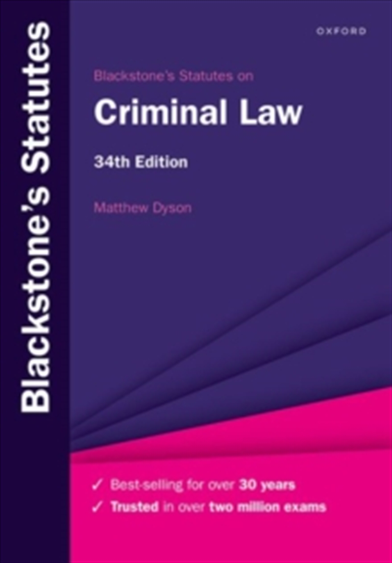 Blackstone'S Statutes On Criminal Law 34E/Product Detail/Law