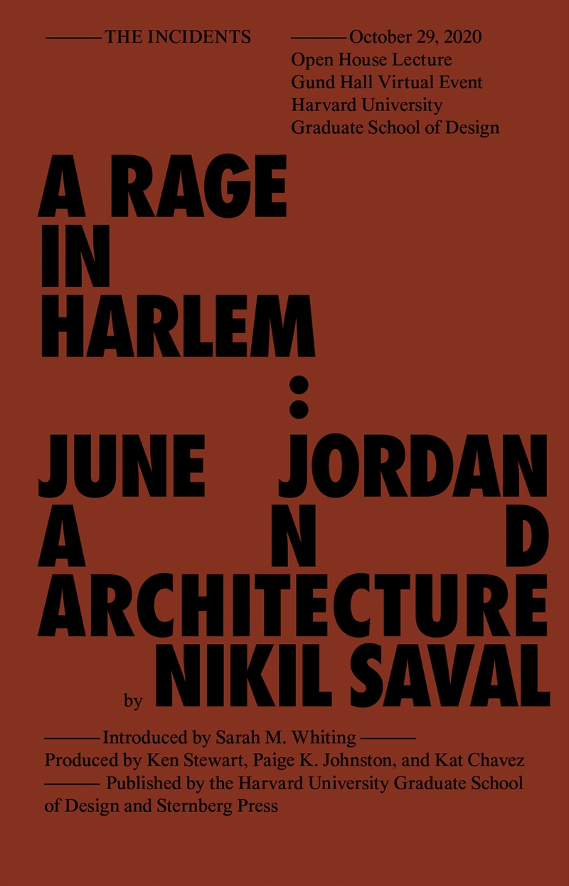 Rage in Harlem:June Jordan and Architecture/Product Detail/Architecture