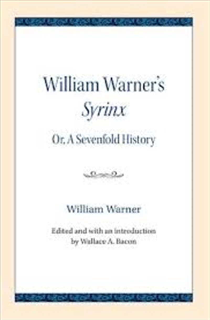 William Warner'S Syrinx: Or, A Sevenfold History/Product Detail/General Fiction Books