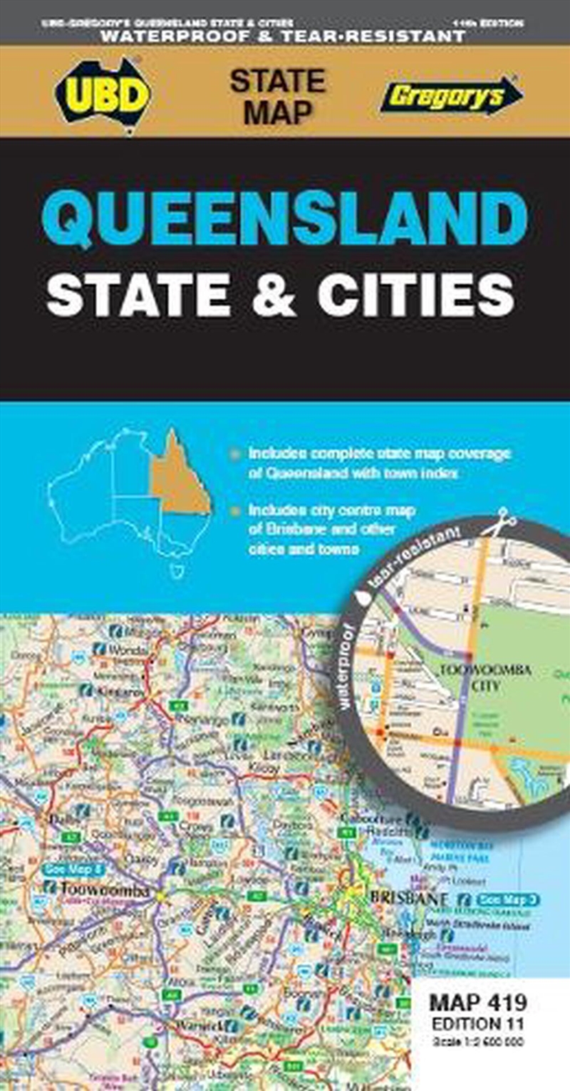 Queensland State & Cities Map 419 11th ed (waterproof)/Product Detail/Travel & Holidays