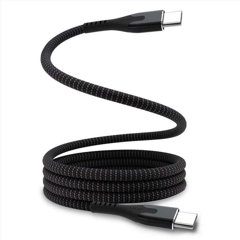 STATIK 3.3' MagStack Slim Pro USB-C To USB-C Tangle Free Magnetic Charging Cable: Braided, 480