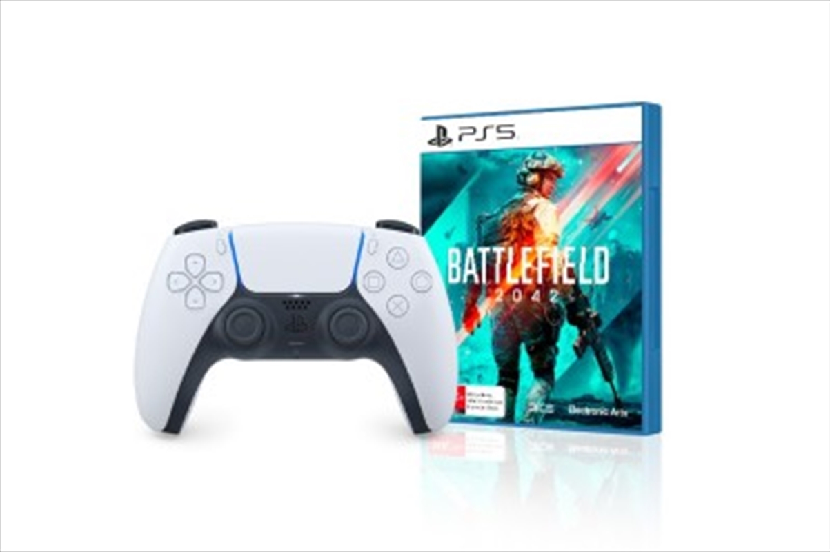 PlayStation 5 DualSense Controller White and Battlefield 2042 Bundle/Product Detail/Consoles & Accessories