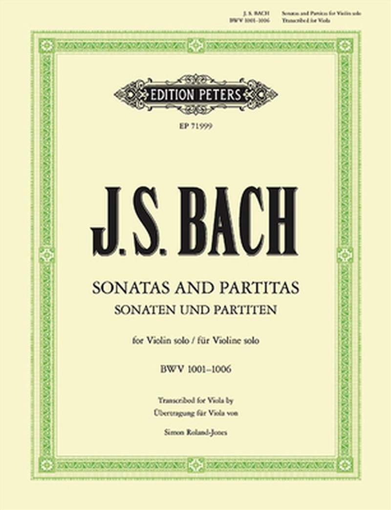 Sonatas And Partitas For Violin Solo Bwv 1001-1006 (Transcribed For Viola)/Product Detail/Arts & Entertainment