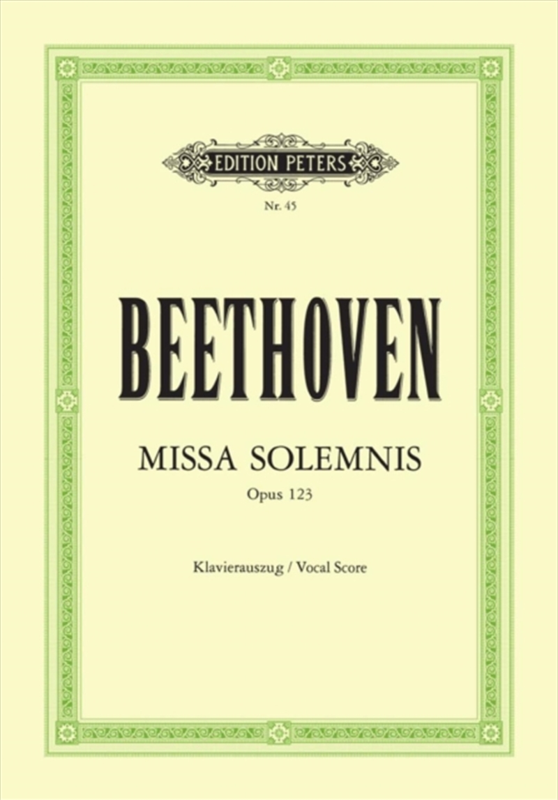 Missa Solemnis In D Op. 123 (Vocal Score)/Product Detail/Arts & Entertainment