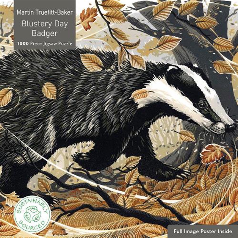 Sustainable Jigsaw: Martin Truefitt-Baker, Blustery Day Badger (1000-Piece)/Product Detail/Jigsaw Puzzles