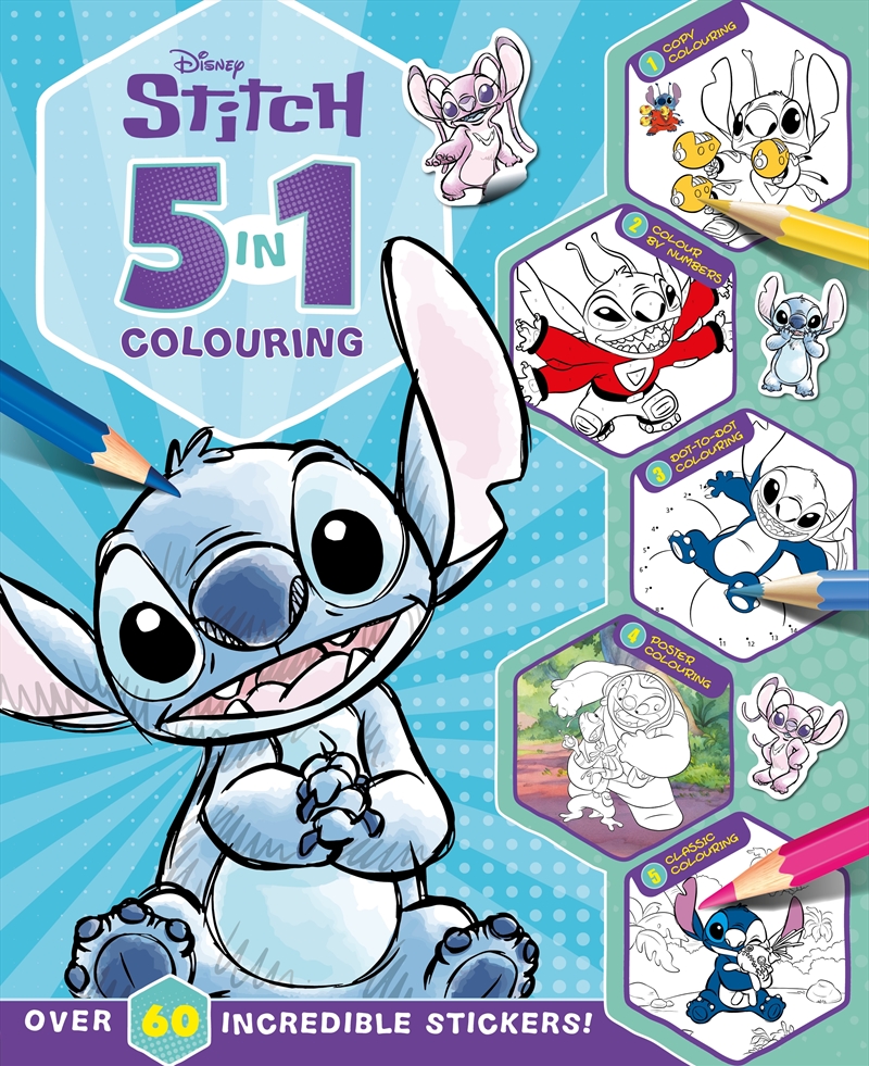 Stitch: 5 In 1 Colouring (Disney)/Product Detail/Kids Colouring