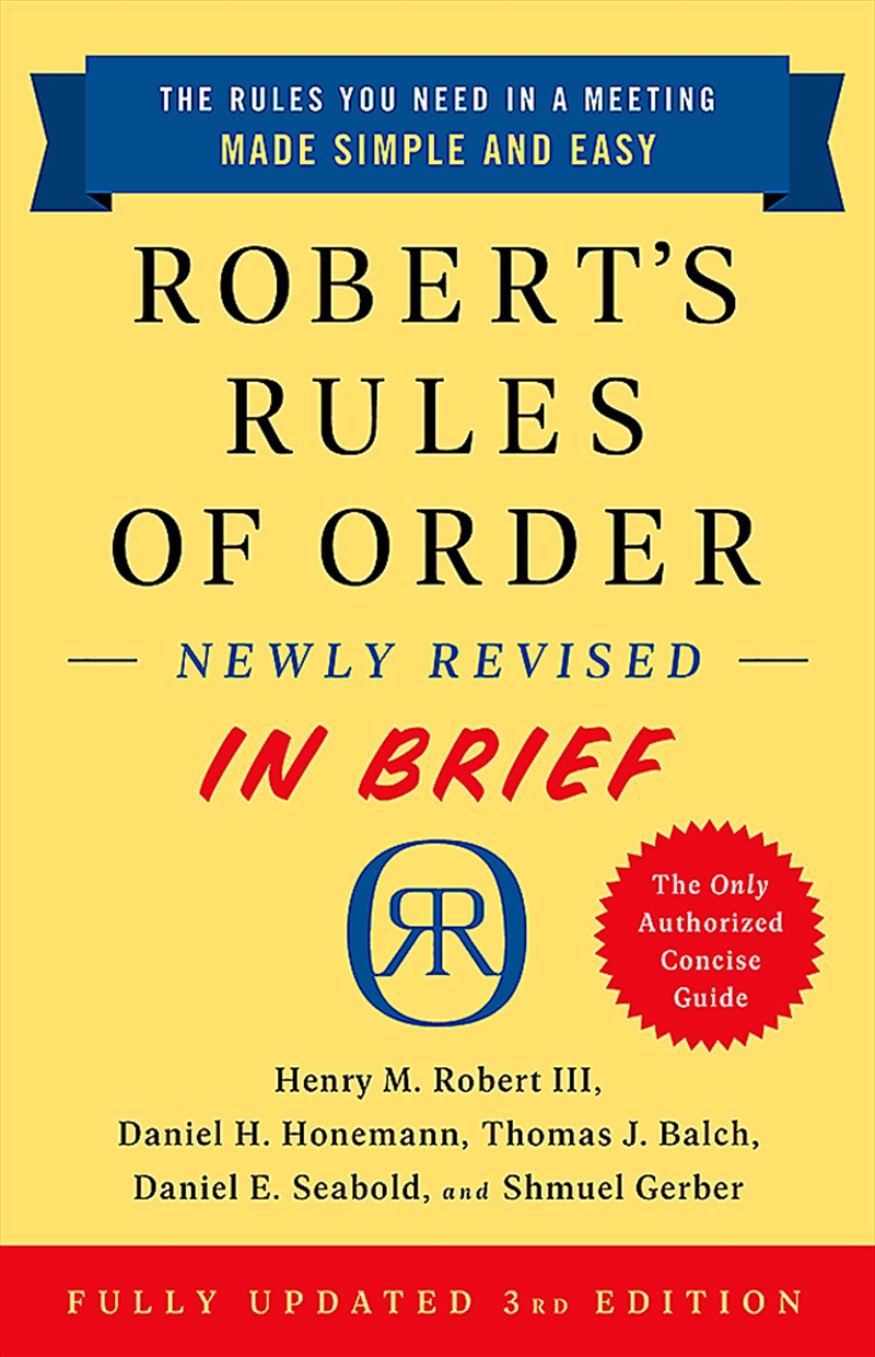 Robert's Rules of Order Newly Revised In Brief, 3rd edition/Product Detail/Business Leadership & Management