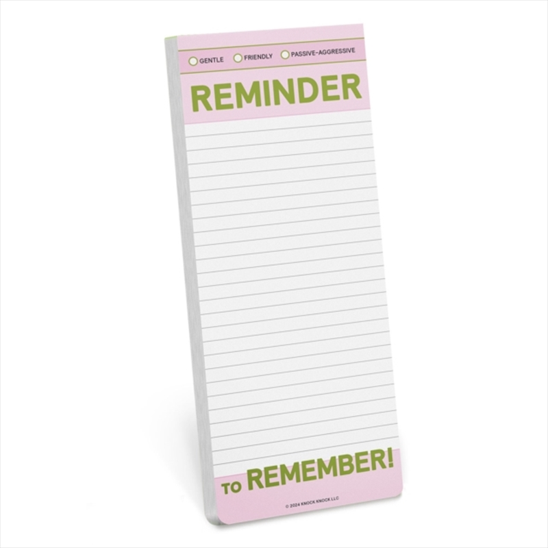 Knock Knock Reminder To Remember Make-A-List Pad/Product Detail/Stationery