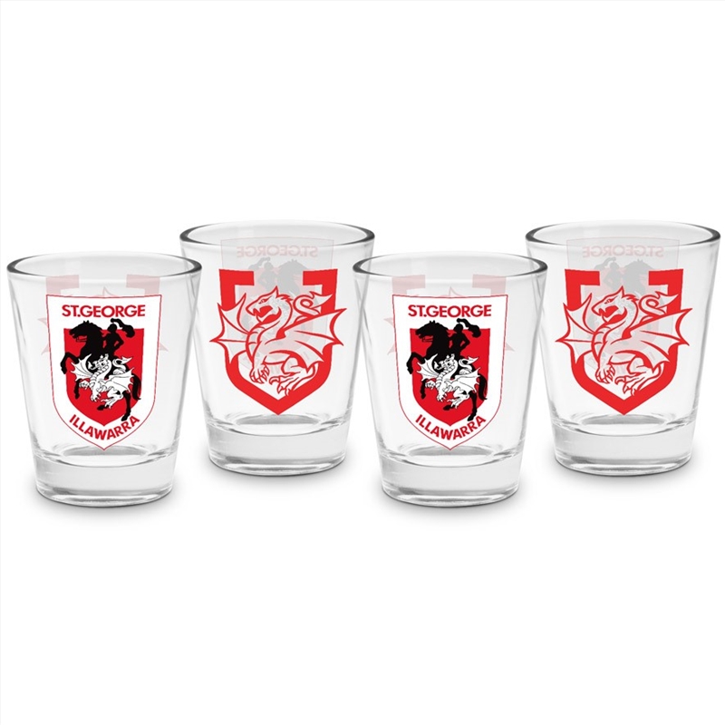 NRL: St George Dragons - 4 Pack Shot Glass/Product Detail/Flasks & Shot Glasses