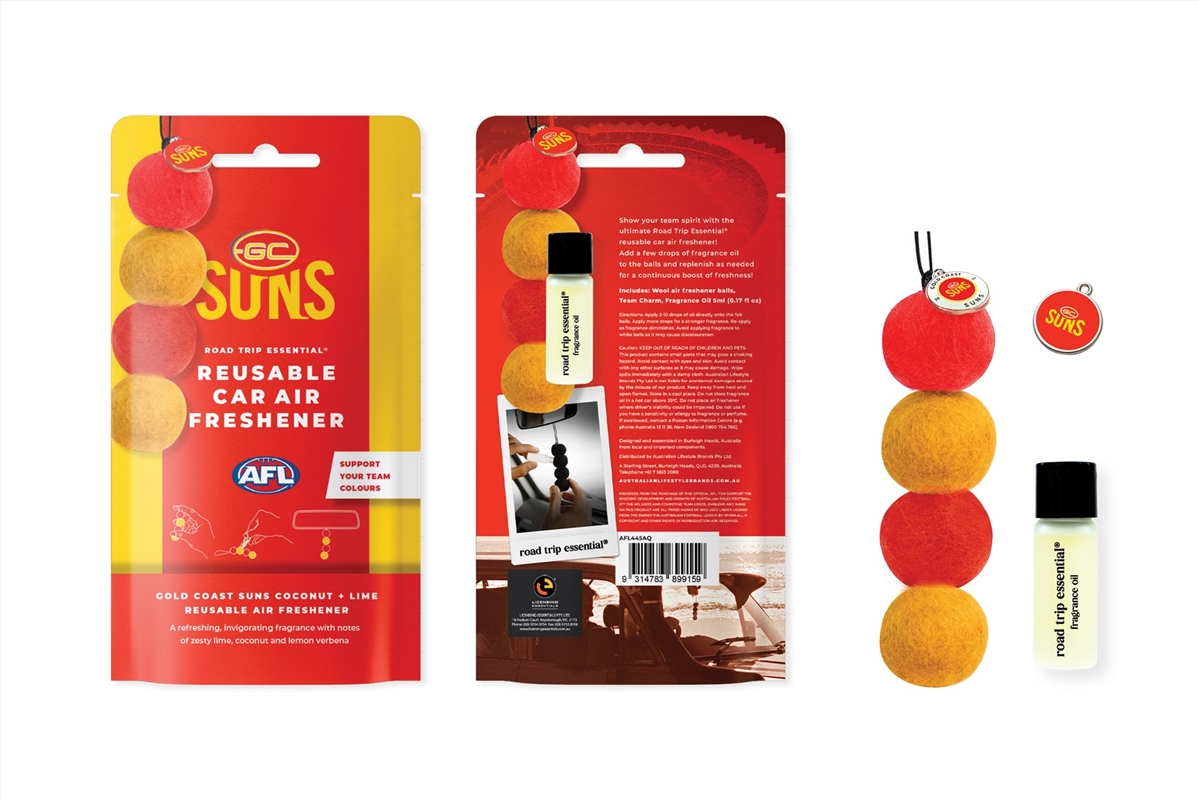 AFL: Gold Coast Suns - Reusable Car Air Fresh/Product Detail/Homewares