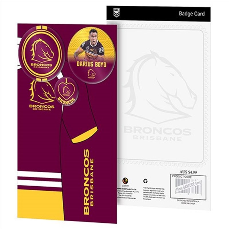 NRL: Broncos - 3 Badge Backing Card/Product Detail/Stationery