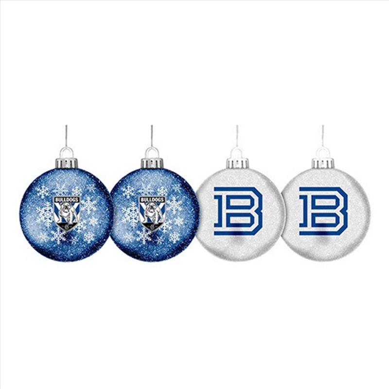 NRL: Bulldogs - S/4 Glitter Baubles/Product Detail/Decor