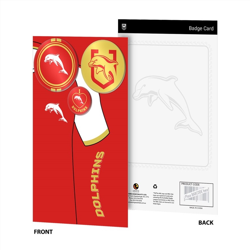 NRL: Dolphins - 3 Badge Backing Card/Product Detail/Stationery