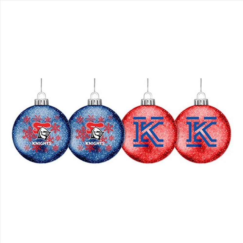 NRL: Knights - S/4 Glitter Baubles/Product Detail/Decor