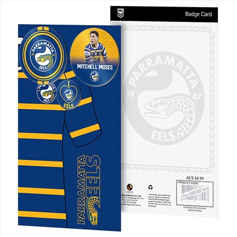 NRL: Parramatta Eels - 3 Badge Backing Card/Product Detail/Stationery