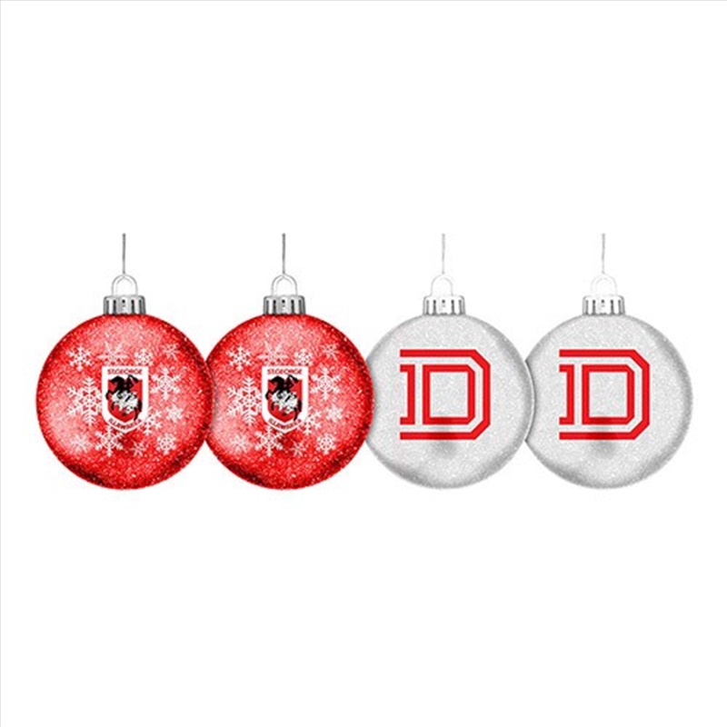 NRL: St George Dragons - S/4 Glitter Baubles/Product Detail/Decor