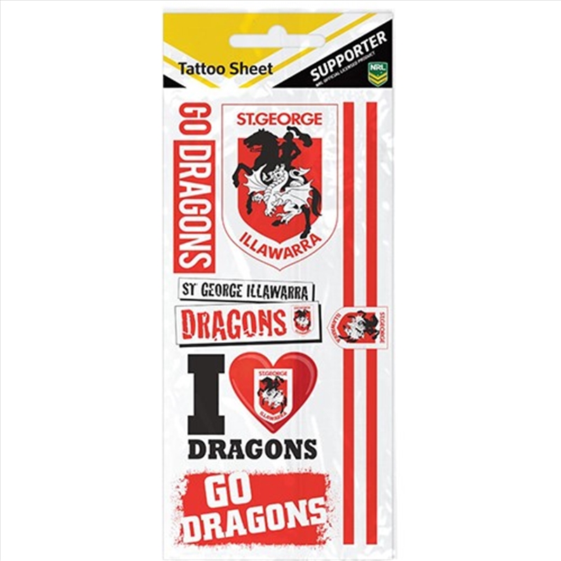 NRL: St George Dragons - Tattoo Sheet/Product Detail/Stationery