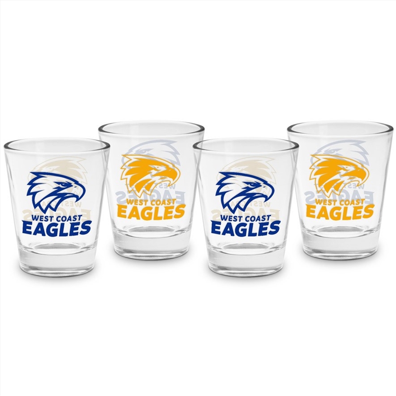 AFL - West Coast Eagles 4 Pack Shot Glass/Product Detail/Flasks & Shot Glasses