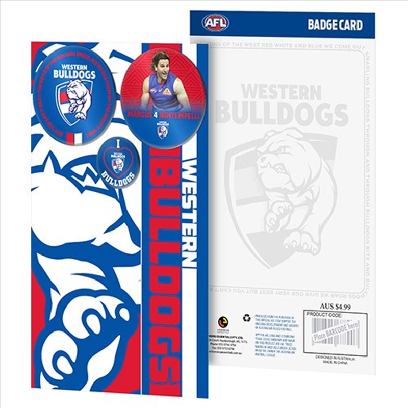 AFL - Western Bulldogs 3 Badges On Backing Card/Product Detail/Stationery