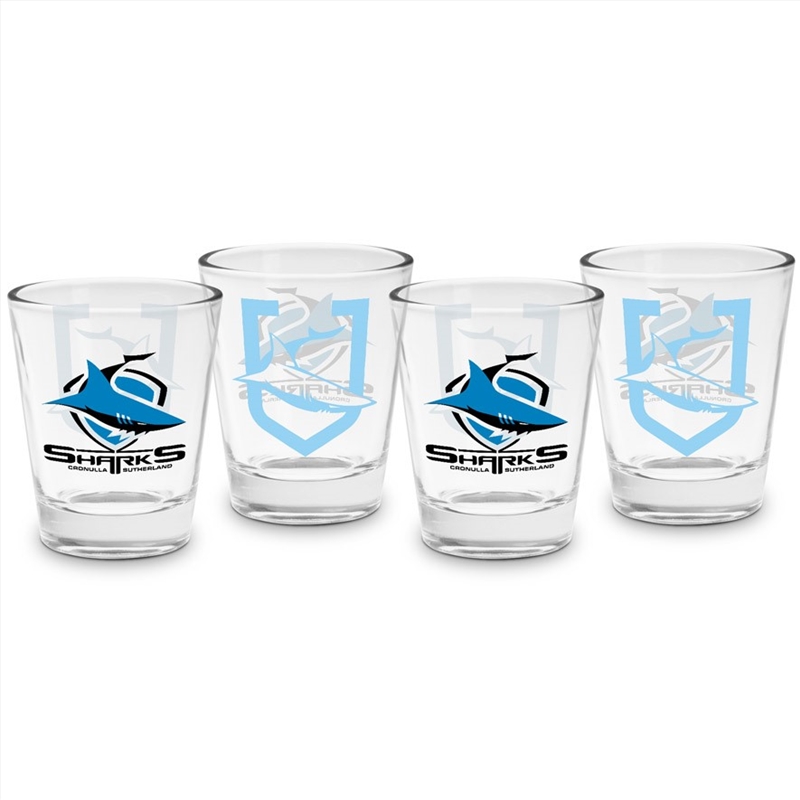 NRL - Cronulla Sharks 4 Pack Shot Glass/Product Detail/Flasks & Shot Glasses