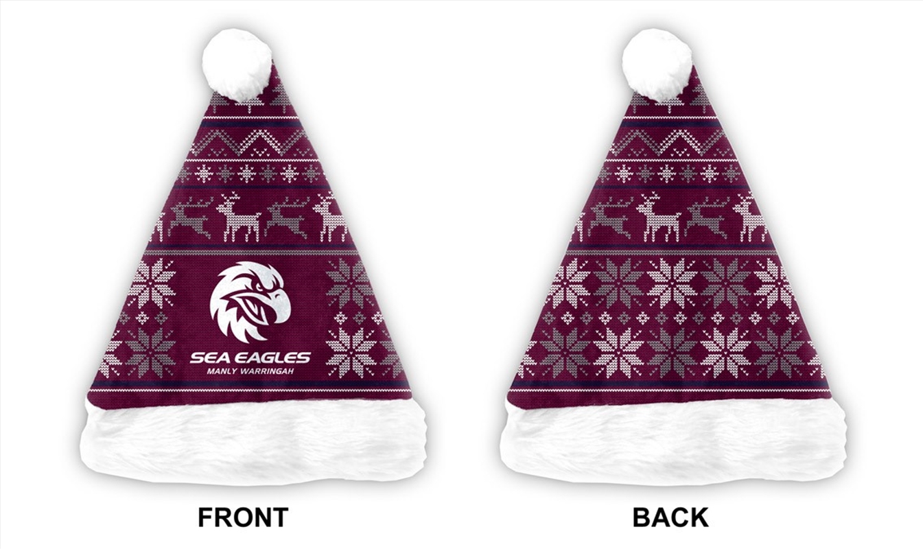 NRL - Manly Sea Eagles Xmas Santa Hat/Product Detail/Caps & Hats