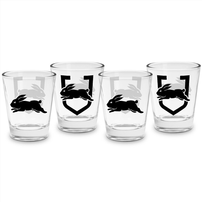 NRL - Rabbitohs 4 Pack Shot Glass/Product Detail/Flasks & Shot Glasses