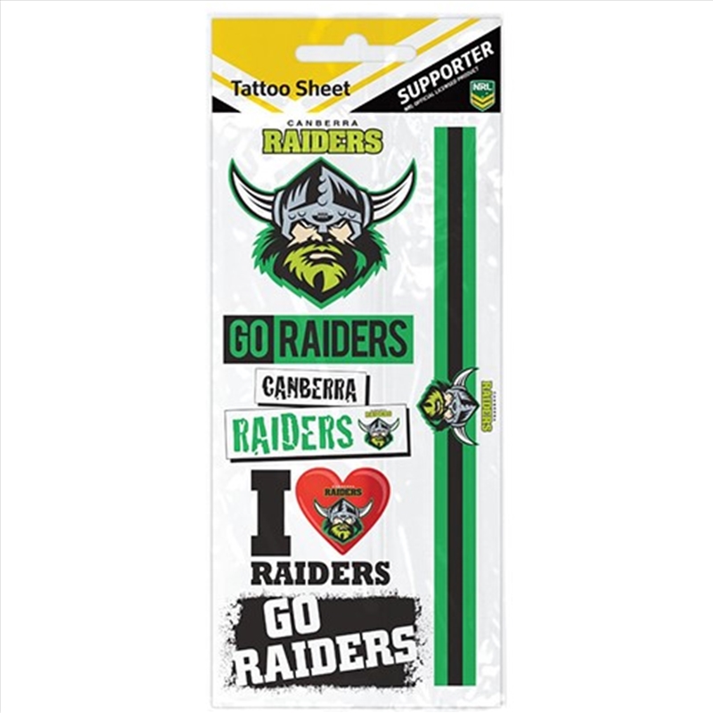 NRL - Raiders Tattoo Sheet/Product Detail/Stationery