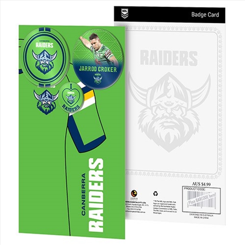 NRL - Raiders 3 Badge Backing Card/Product Detail/Stationery