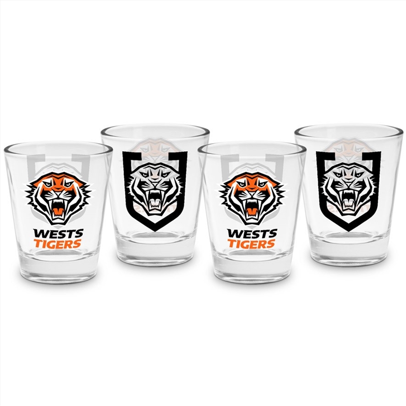 NRL - Wests Tigers 4 Pack Shot Glass/Product Detail/Flasks & Shot Glasses