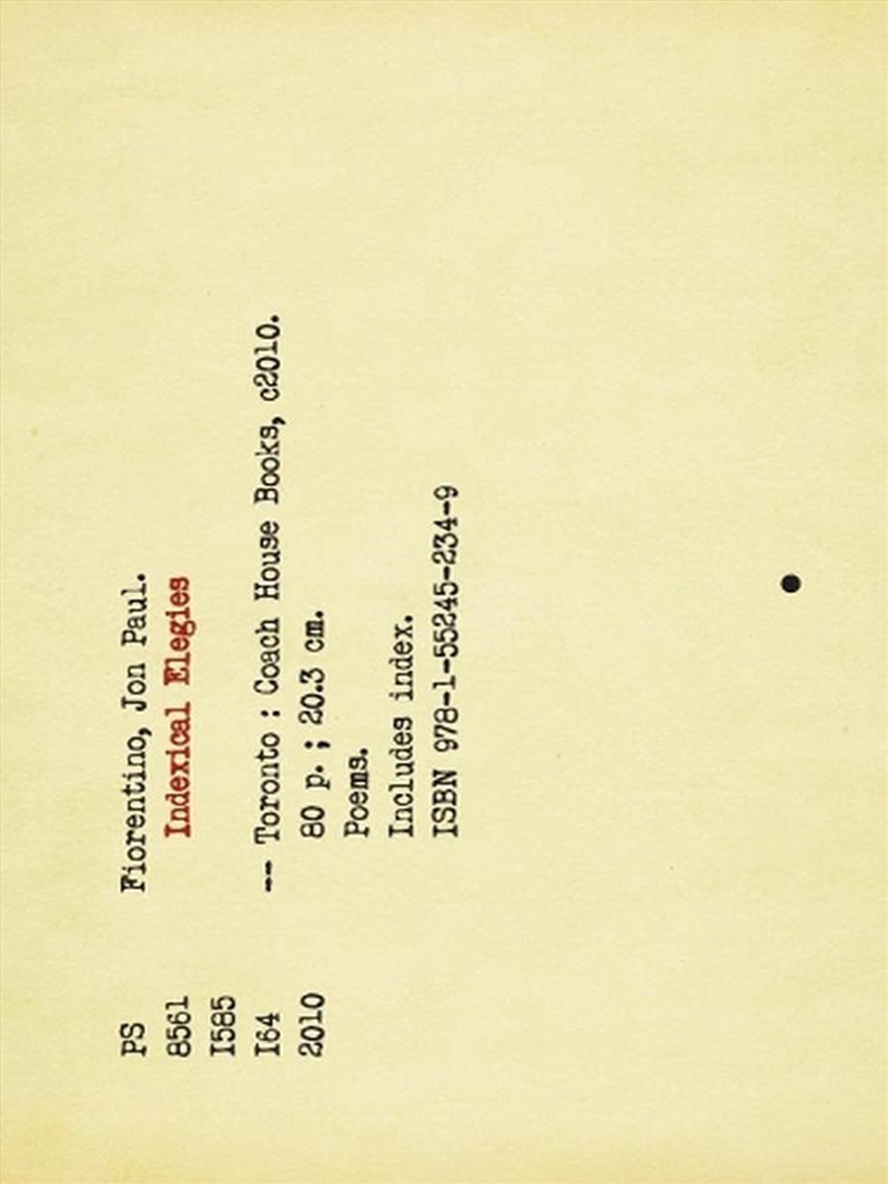 Indexical Elegies/Product Detail/Modern & Contemporary