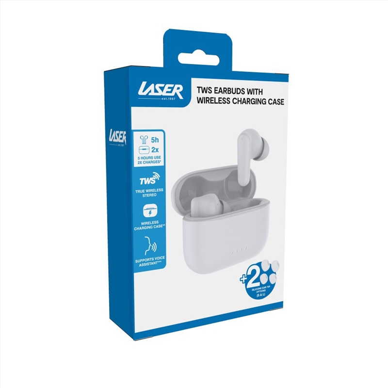 Laser TWS Earphones with Wireless Charging Case White/Product Detail/Headphones