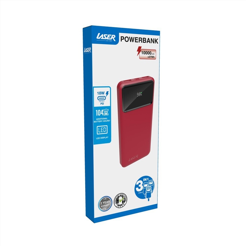 Laser 10000mAh Power Bank with Digital Display Red/Product Detail/Power Adaptors