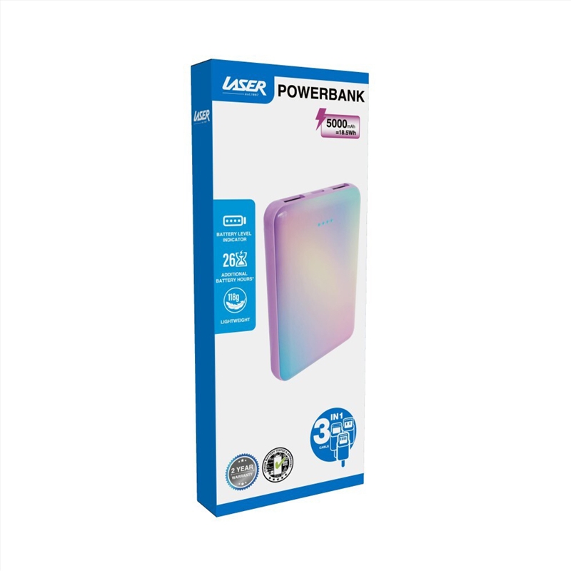 Laser 5000mAh Power Bank with Battery Indicator Rainbow/Product Detail/Power Adaptors