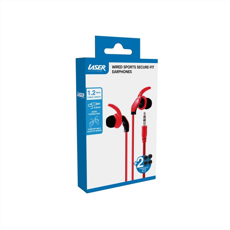 Laser Sports Secure-fit Wired Earphones  Red/Product Detail/Headphones