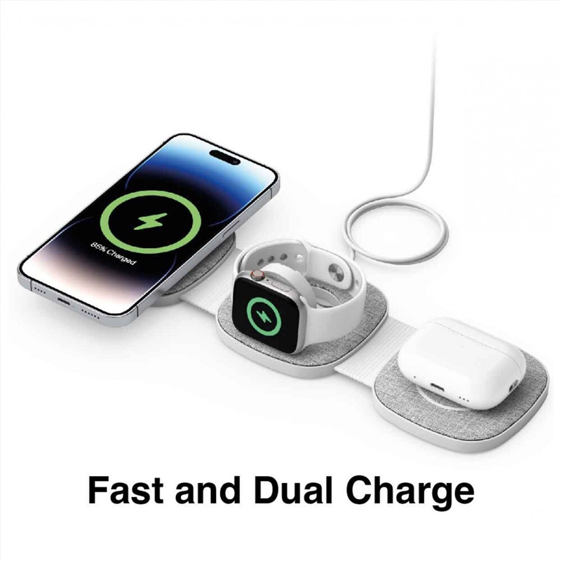Laser White 3 IN 1 Wireless Charging Pad  for Apple Device Tri Fold/Product Detail/Power Adaptors