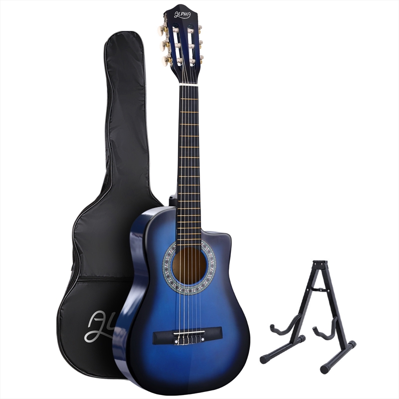 Alpha 34-inch Child Acoustic Guitar + Capo - Blue/Product Detail/String Instruments
