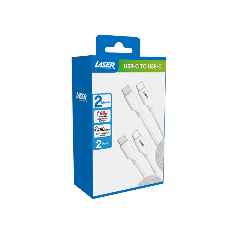 Laser 2m USB C to USB C charging cable White/White/Product Detail/Cables